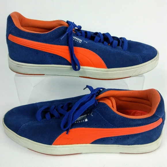 blue and orange puma suede